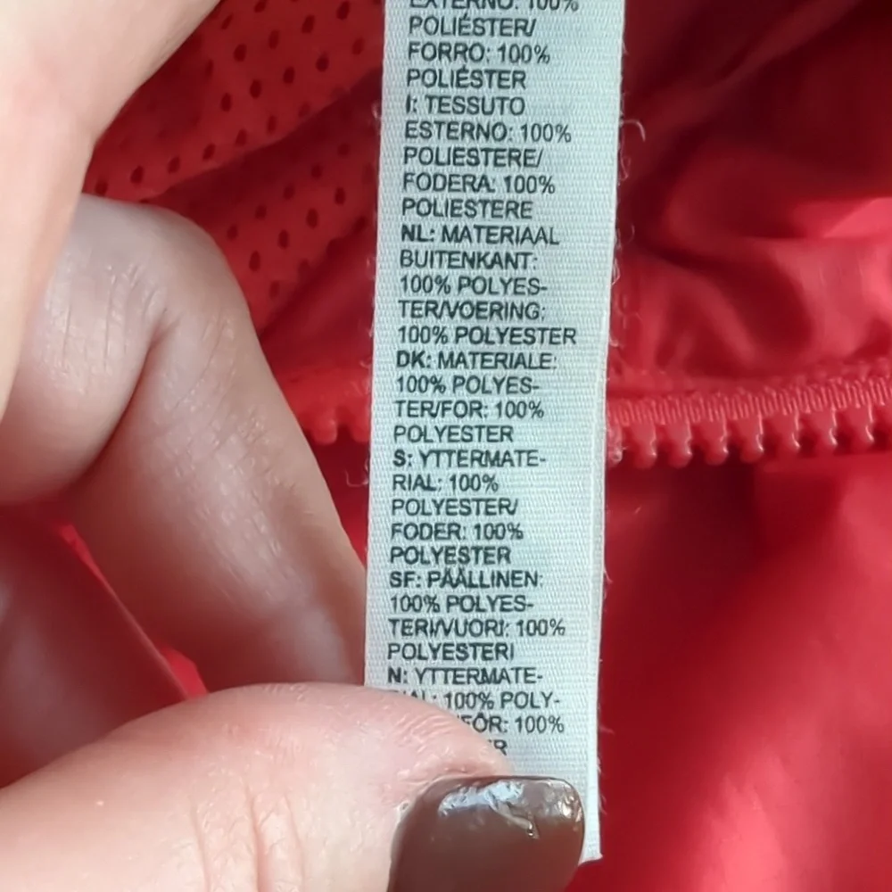 Adidas Logo Windbreaker Color Block Red Peach Track Nylon Jacket Size M Vented - Picture 6 of 7